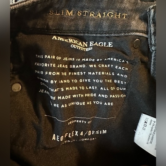 Men’s American Eagle Slim Straight Black Jeans - 28 x 28 - Picture 3 of 4